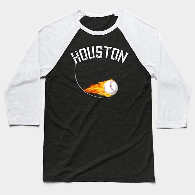 Baseball Houston Ball on Fire Baseball T-Shirt by letnothingstopyou